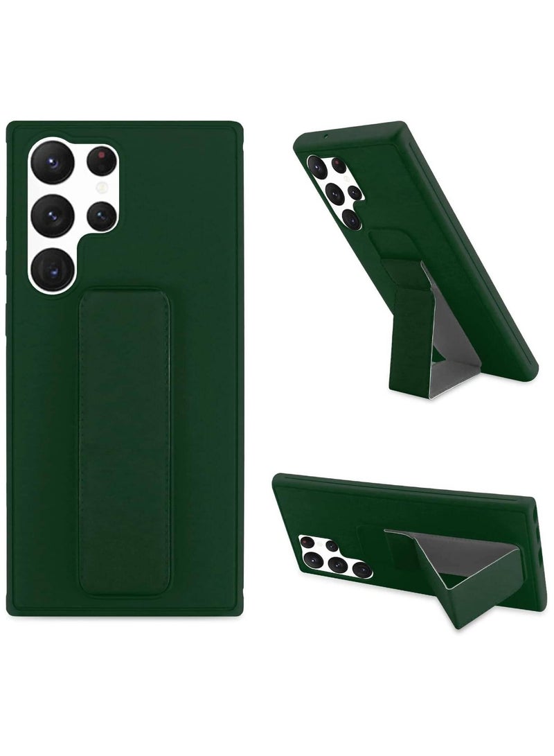 Samsung Galaxy S25 Ultra Case Cover Magnetic Car Mount Kickstand & Holder Premium Silicone Vertical & Horizontal Hand Strap and Grip with Multi Stand Case for Samsung Galaxy S25 Ultra 5G Green - Image 1