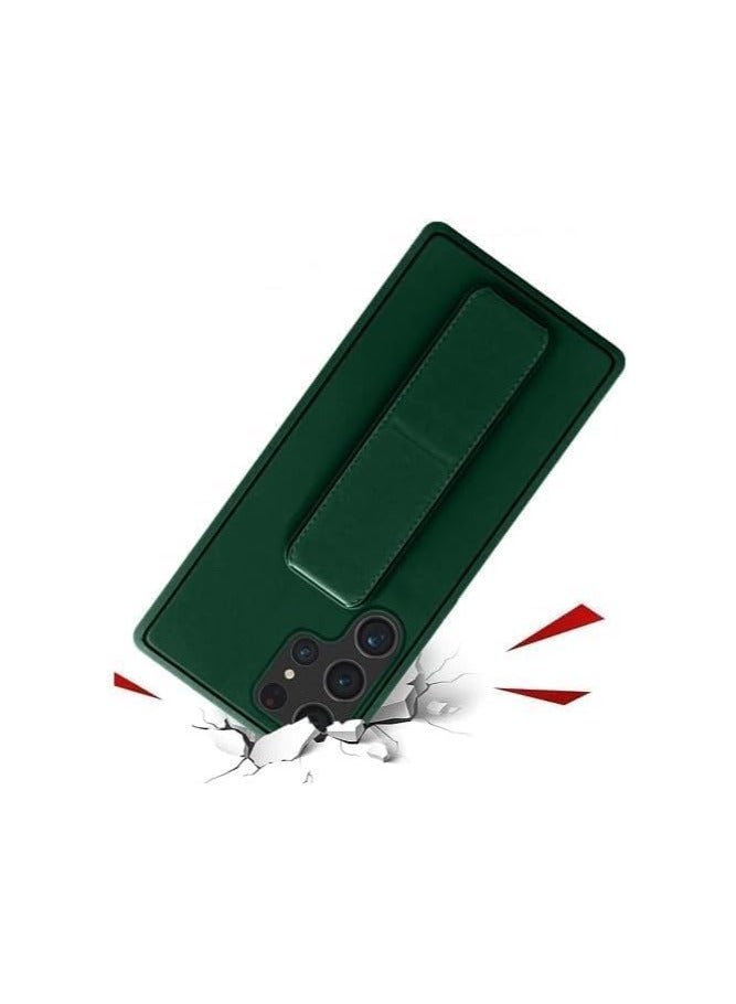 Samsung Galaxy S25 Ultra Case Cover Magnetic Car Mount Kickstand & Holder Premium Silicone Vertical & Horizontal Hand Strap and Grip with Multi Stand Case for Samsung Galaxy S25 Ultra 5G Green - Image 4