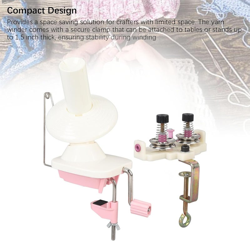 LOCADENCE Yarn Winder, Manual Yarn Ball Winder with Dual Head Thread Guide, 8 Strands 150g Capacity Portable Yarn Spinner, Hand Crank Yarn Ball Winding Machine - Image 2