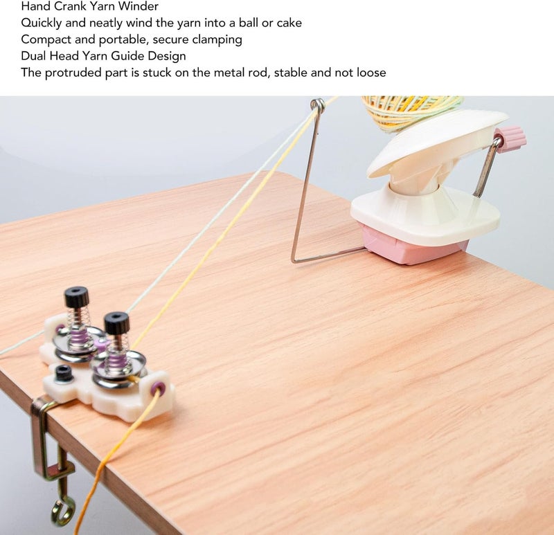 LOCADENCE Yarn Winder, Manual Yarn Ball Winder with Dual Head Thread Guide, 8 Strands 150g Capacity Portable Yarn Spinner, Hand Crank Yarn Ball Winding Machine - Image 3