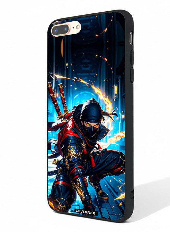 Covernex Apple iPhone 7 Plus Protective Case Cover Printed Featuring Katana Warrior Cyber Ninja Action Illustration - Image 1