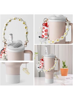 JOSQUEWNN Cup Accessory Kit For Stanley Quencher Including Water Bottle Handle Strap, Silicone Cup Sleeve, Lipstick Holder, Key Chain Charms, Handle Charms, And Straw Topper Accessories For 40oz/30oz  Cup  - Image 2