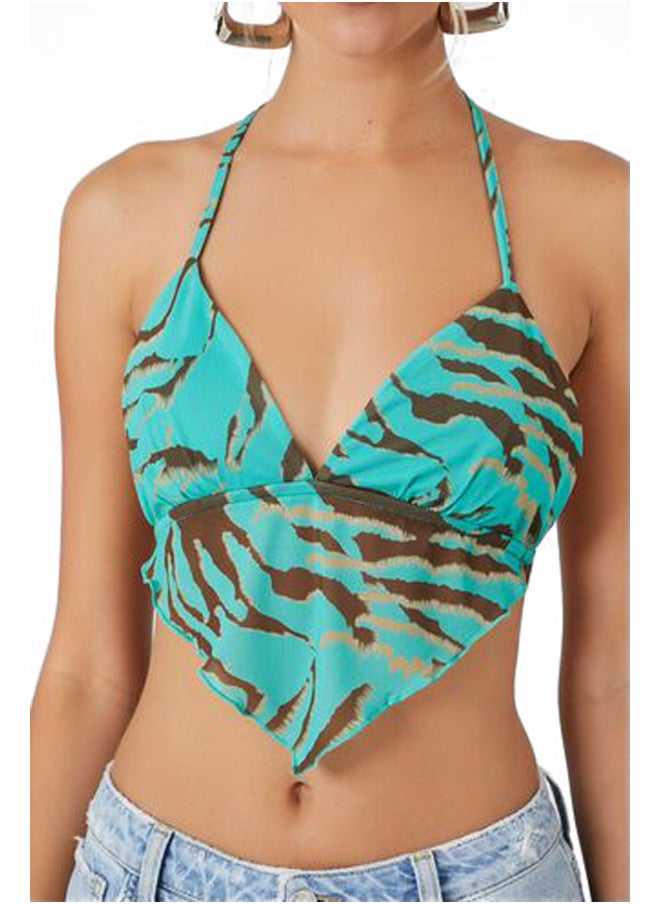 FOREVER 21 Zebra Print Mesh Halter Top  - Image 5