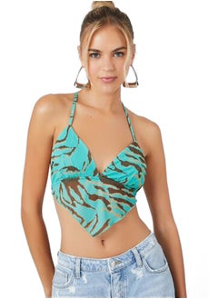 Zebra Print Mesh Halter Top