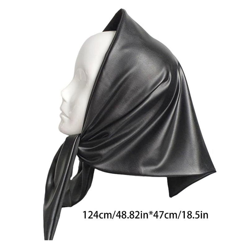 VOCUE Womens Warm Long Shawl Winter Wraps Large Scarves Faux Leather Triangle Scarf Bandana Head Kerchief - Image 3