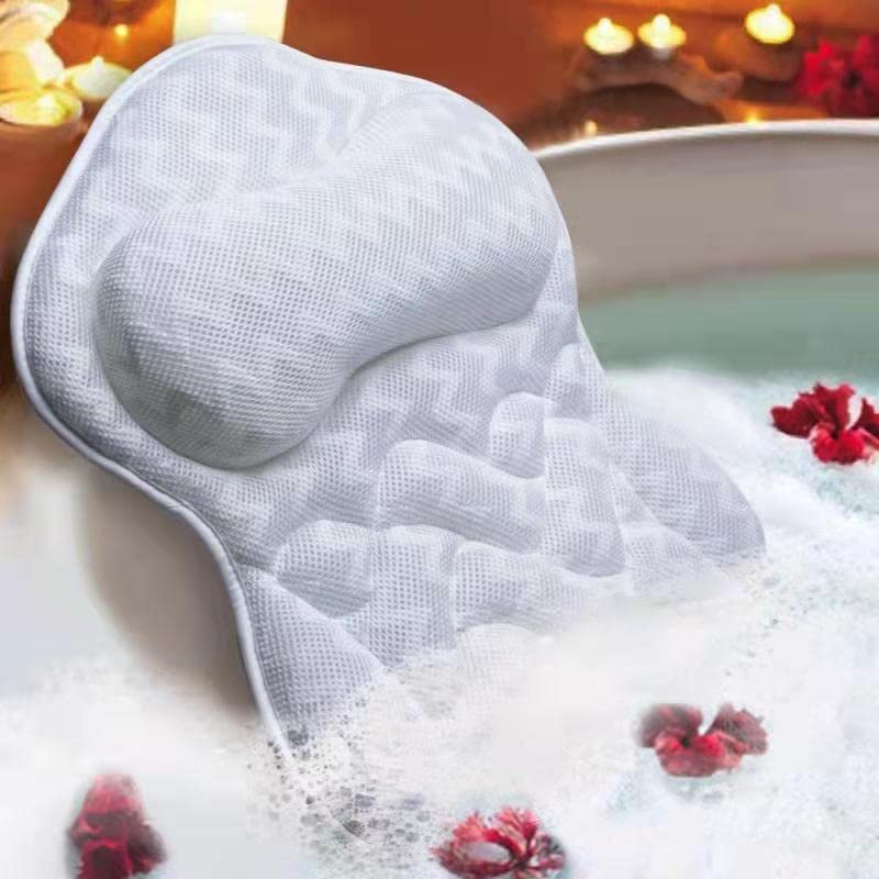 Fitheaven Bath Pillow Tub Pillow for Bathtub Support NeckHead and Back with Strong NonSlip Suction Cups and Comfortabl 3D AirMesh Bath Pillow for Men and Women