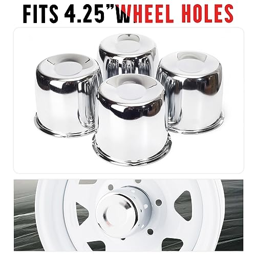 RTRHINOTUNING 4.25 in Trailer Wheel Center Caps Push Through Center Caps for Truck RV Rims 4.25" Center Bore Closed-End Hub Caps 3.72" Height - Image 5