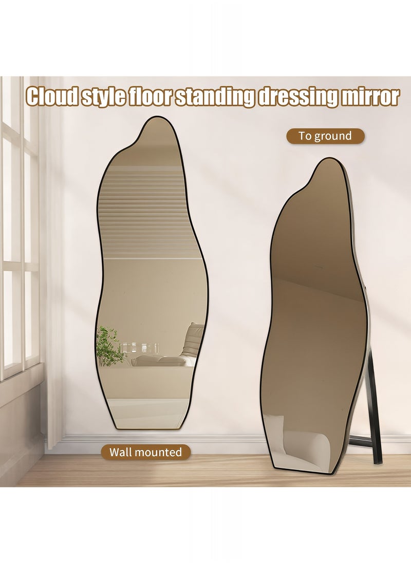 Taimi Wavy Full Length Mirror with Black Frame and Tempered Glass, Full Body Floor Mirror for Living Room, Bedroom, Entryway 165x60cm - Black  - Image 4