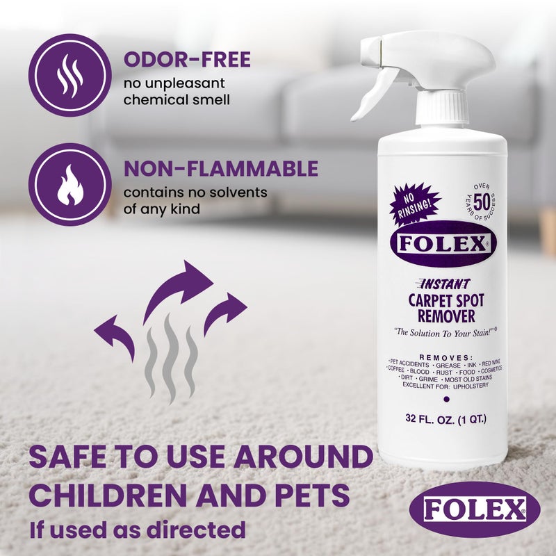 FOLEX Instant Carpet Spot Remover 128 oz - Powerful Stain Remover for Carpets, Upholstery & Rugs - Eliminates Pet Stains, Grease, Red Wine, Food, Makeup & More - With Reusable Cleaning Cloth - 1 Pack - Image 3