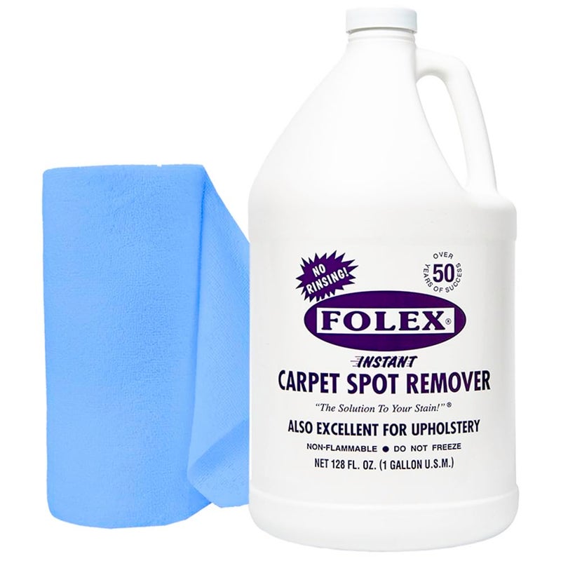 FOLEX Instant Carpet Spot Remover 128 oz - Powerful Stain Remover for Carpets, Upholstery & Rugs - Eliminates Pet Stains, Grease, Red Wine, Food, Makeup & More - With Reusable Cleaning Cloth - 1 Pack - Image 1