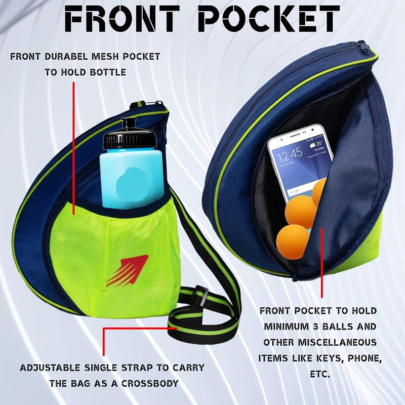 WHACKK Twirl | Unisex Table Tennis Equipment Bag | Tennis Case | Racket Case | TT Bag Cover |Ping Pong Paddle Case|Case Bag Double-Sided |Professional |Bat Protector Pouch |Travel (Navy) - Image 3