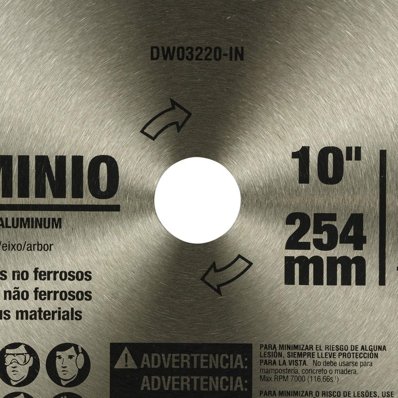 DEWALT DW03220 10" 100T Circular Saw Blade for cutting Aluminium - Image 2