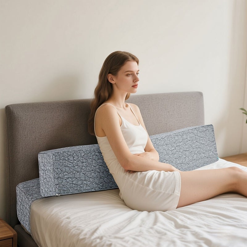 Adjustable Bed Wedge Pillow High Density Honeycomb White Headboard Cushion Bed Gap Filler for Queen 60in Beds Machine Washable Soft Padding No Tools Needed Back Rest - Image 2