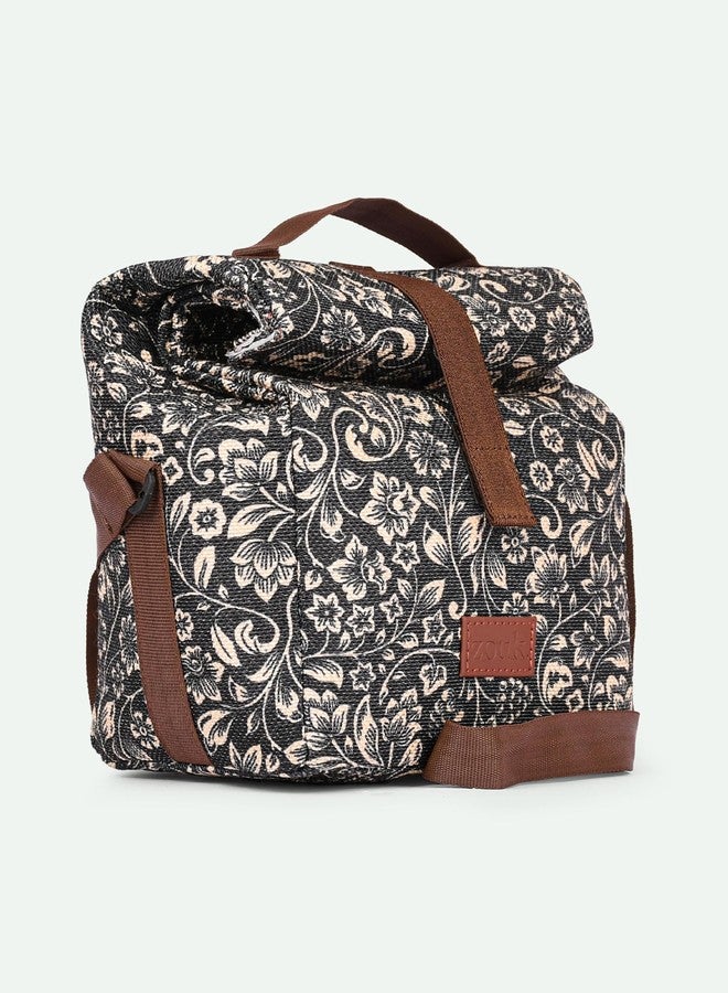 ZOUK FloMotif Floral Printed Multicolor Insulated Roll up Lunch Bag,Cotton,7 litres - Image 3