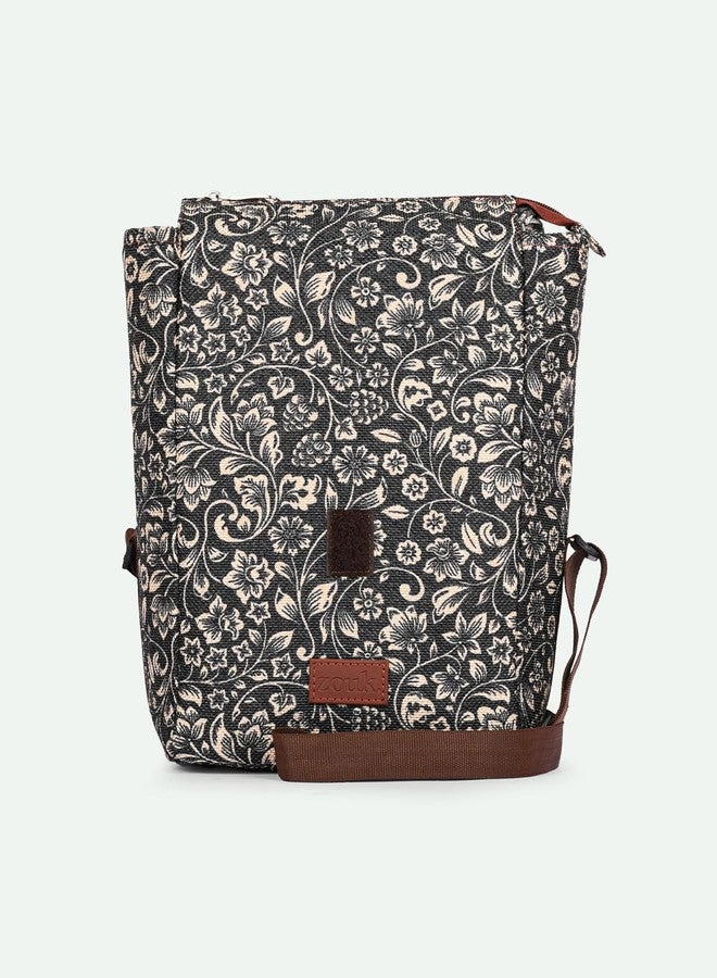 ZOUK FloMotif Floral Printed Multicolor Insulated Roll up Lunch Bag,Cotton,7 litres - Image 5