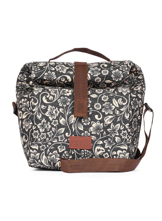 ZOUK FloMotif Floral Printed Multicolor Insulated Roll up Lunch Bag,Cotton,7 litres - Image 1