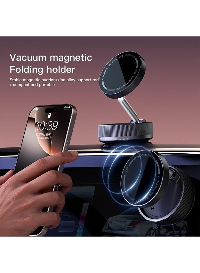 Gecomo Magnetic Phone Holder,  Adjustable Vacuum Magnetic Suction Phone Stand, 360° Rotatable Mount Foldable Strong Suction Cup Cell Phone Stand for Smooth Surface （Black） - Image 5