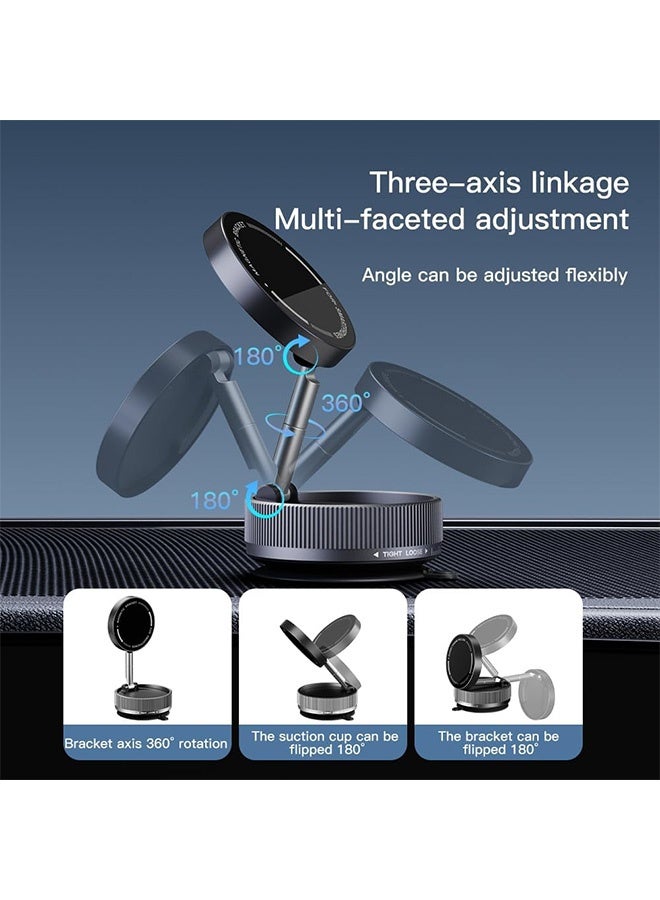Gecomo Magnetic Phone Holder,  Adjustable Vacuum Magnetic Suction Phone Stand, 360° Rotatable Mount Foldable Strong Suction Cup Cell Phone Stand for Smooth Surface （Black） - Image 4