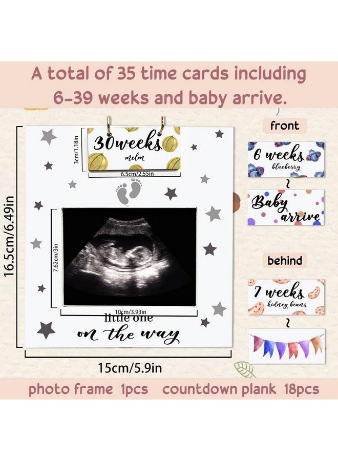 AHANDMAKER Sonogram Picture Frame, Ultrasound Picture Frame with Baby Countdown Weeks Sonogram Pregnancy Milestone Gifts for pecting Parents First Time Moms, Fruit Pattern Pregnancy Announcement - Image 2