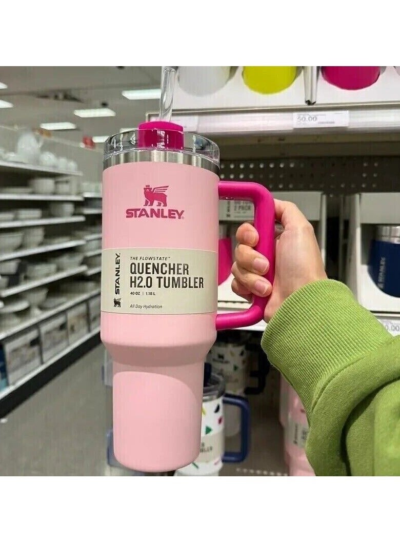 Stanley Quencher H2.0 FlowState كأس معزول من الفولاذ المقاوم للصدأ مع غطاء وشفاطة للماء، والشاي المثلج أو القهوة، والسموثي والمزيد، 40 أوقية، وردي فلامنغو - Image 5
