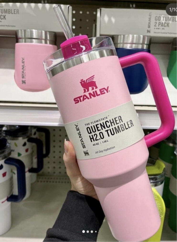 Stanley Quencher H2.0 FlowState كأس معزول من الفولاذ المقاوم للصدأ مع غطاء وشفاطة للماء، والشاي المثلج أو القهوة، والسموثي والمزيد، 40 أوقية، وردي فلامنغو - Image 4