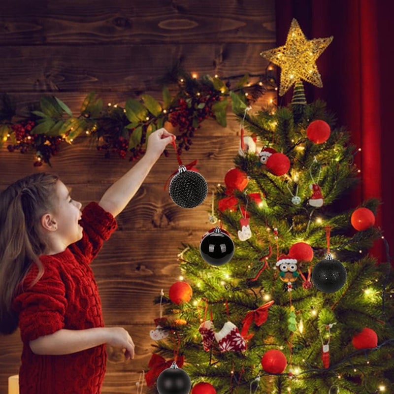 GnFlus Christmas Ornaments Balls 4.7" Large Christmas Decorations Xmas Tree Shatterproof Big Black Christmas Ball Ornaments with Hanging Loop for Wedding Holiday Halloween Party Indoor Outdoor Decor 4 Pcs - Image 4