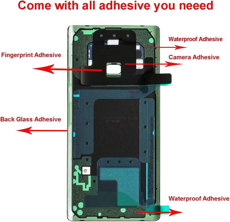 Perzework استبدال زجاج خلفي أصلي لجهاز سامسونج جالاكسي نوت 9 بحجم 6.4 بوصة مع مجموعة أدوات الإصلاح ومواد لاصقة مثبتة مسبقًا (أزرق محيطي) - Image 3
