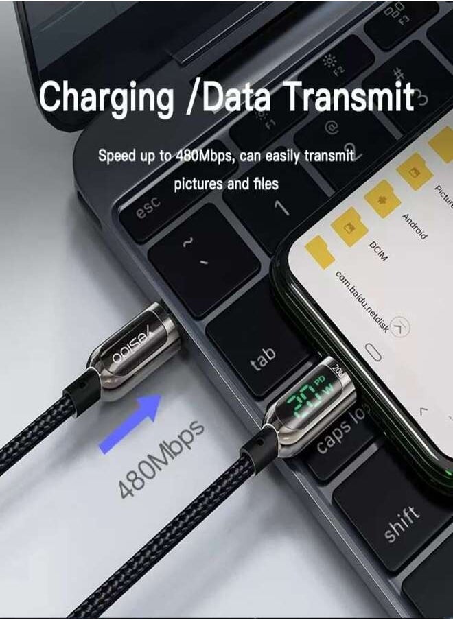 CA86 20W Fast Charging Led Digital Display Nylon Braided Zinc Alloy Type-C To Lightning Data Cable