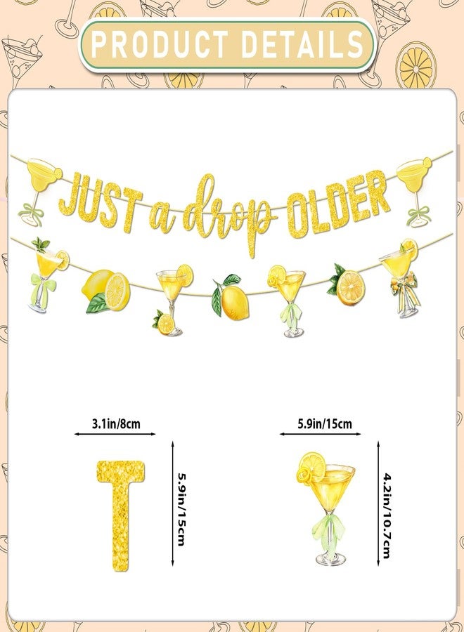 MZ.ogm Just A Drop Older Gold Glitter Banner with Hanging Swirls Lemon Party Decorations Lemon Themed Party Decor Lemon Birthday Decorations - Image 2