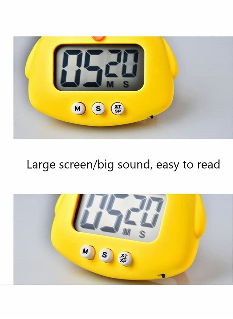 SYOSI - Kitchen Timer, Cartoon Cute Chick Electronic Timer, Digital Cooking Time, Baking Cooking Alarm Clock, LCD Large-Screen Visual Clock, Countdown Reminder Tool, Office Home Modernization, Yellow - Image 1