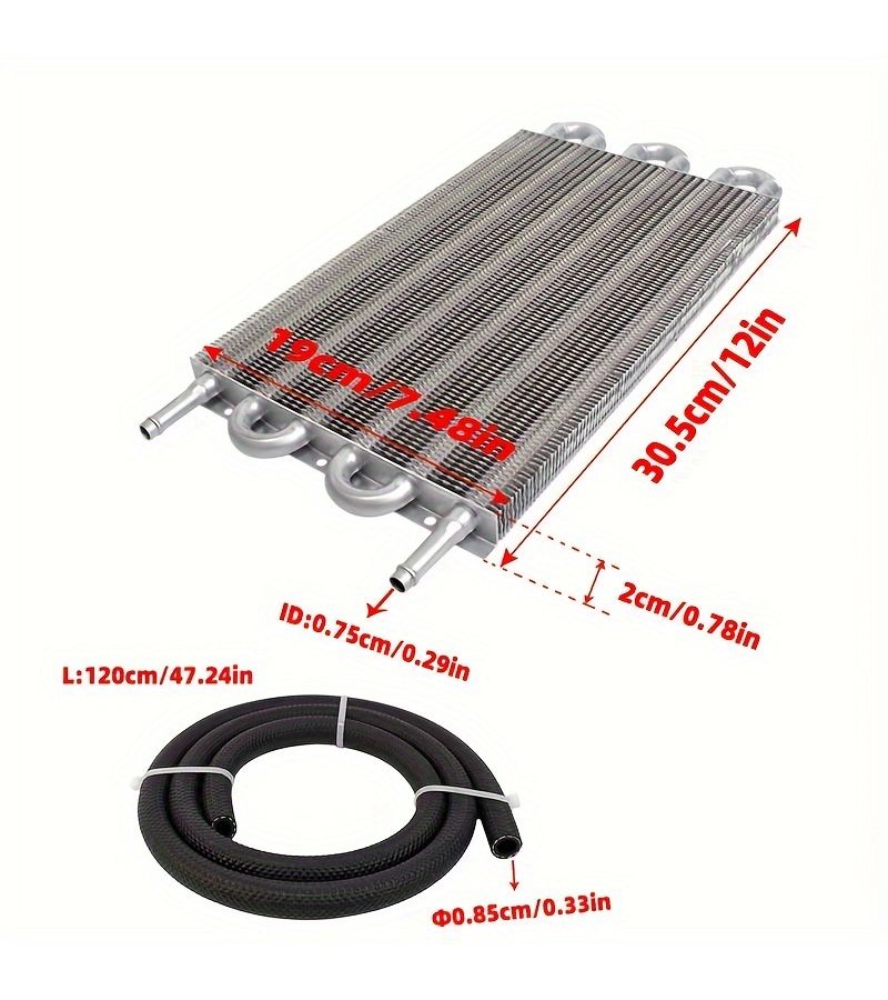 Universal Transmission Cooler Kit 8 Rows Silvery Black Aluminum High Performance Car Engine Transmission Oil Durable Construction Aluminum Fin - Image 2