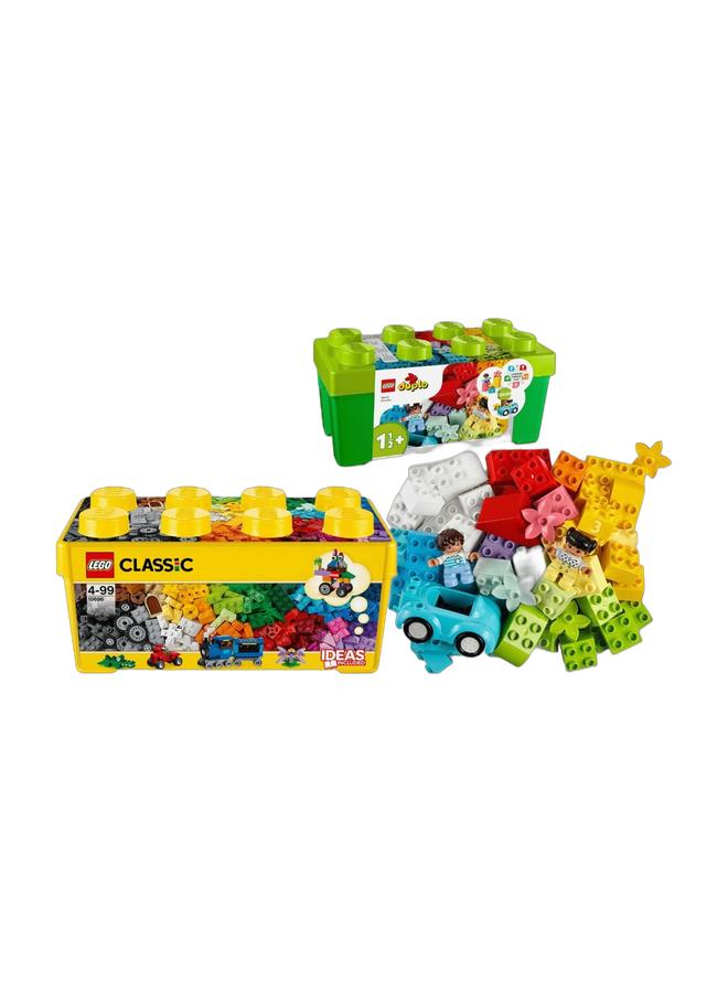 LEGO صندوق الطوب الكلاسيكي المتوسط الإبداعي 10696 (484) قطعة وصندوق الطوب الكلاسيكي DUPLO 10913 (65) قطعة مجموعة - Image 1
