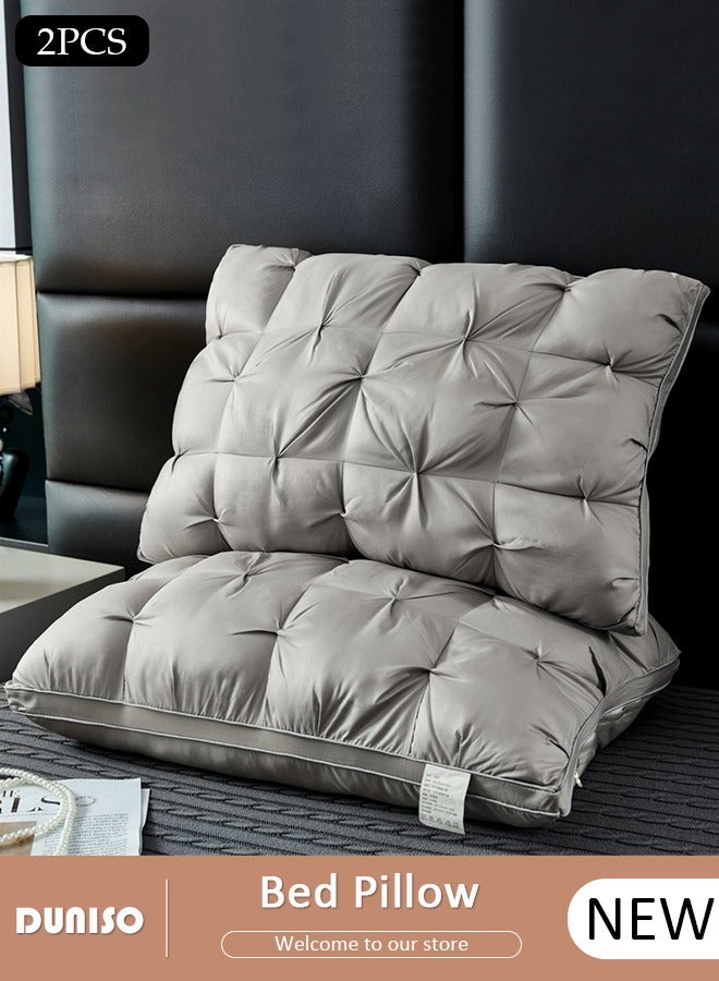 DUNISO 2PCS Sleeping Pillow Washable Soybean Fiber Neck Support Pillow Bed Pillows with Polyester Fiber Cover, Ergonomic Pillow for Neck Head and Shoulder Pain Relief,Soft and Breathable - Image 1