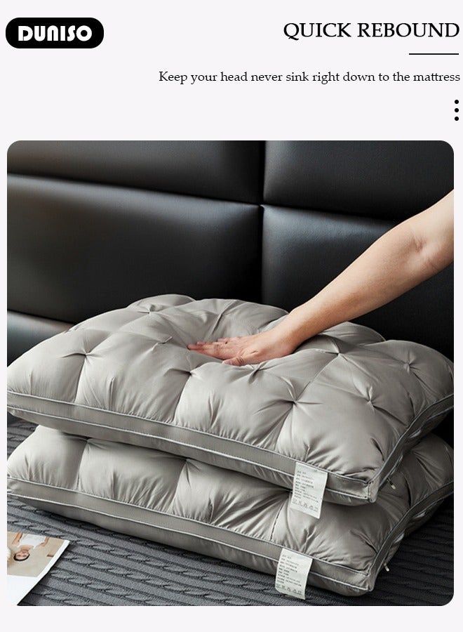 DUNISO 2PCS Sleeping Pillow Washable Soybean Fiber Neck Support Pillow Bed Pillows with Polyester Fiber Cover, Ergonomic Pillow for Neck Head and Shoulder Pain Relief,Soft and Breathable - Image 3