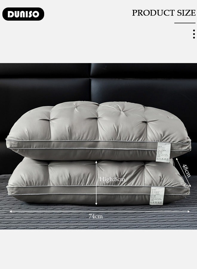 DUNISO 2PCS Sleeping Pillow Washable Soybean Fiber Neck Support Pillow Bed Pillows with Polyester Fiber Cover, Ergonomic Pillow for Neck Head and Shoulder Pain Relief,Soft and Breathable - Image 4