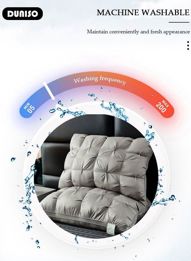 DUNISO 2PCS Sleeping Pillow Washable Soybean Fiber Neck Support Pillow Bed Pillows with Polyester Fiber Cover, Ergonomic Pillow for Neck Head and Shoulder Pain Relief,Soft and Breathable - Image 5