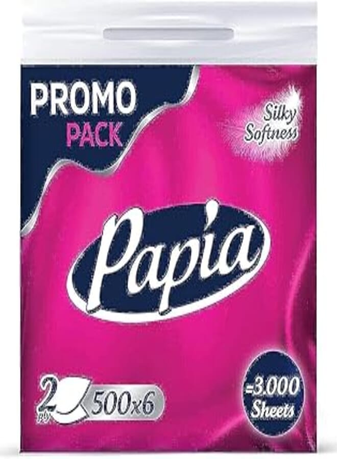 Papia Facial Tissue - PE MultiPack - 2 Ply - 500 X 6