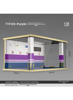 1:18 Scale Garage Diorama Model with Lighting 719103-1/18 Splicing Garage with Lamp-Acrylic Purple on Three Sides