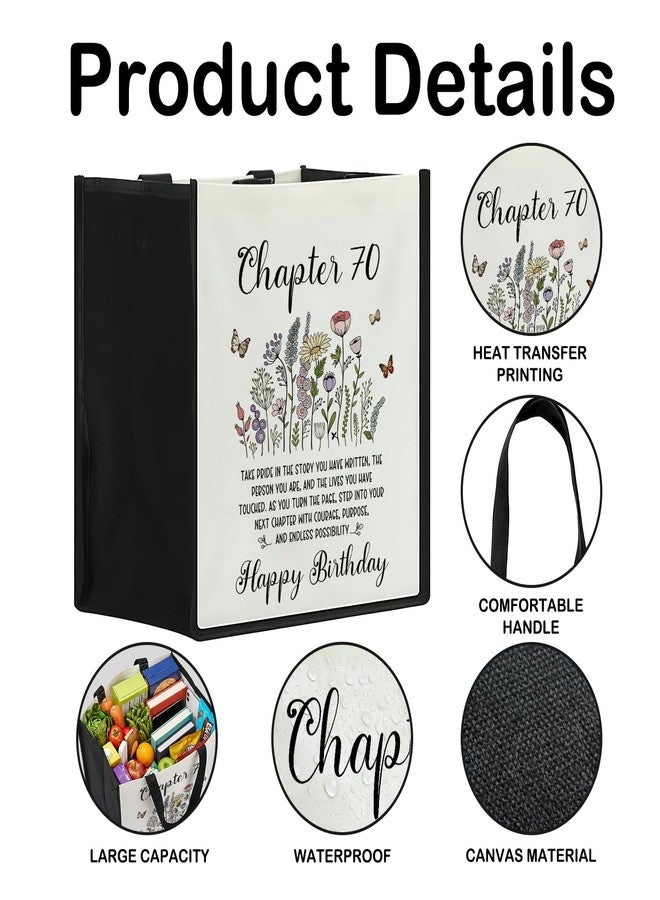 QUPT 70th Birthday Gifts for Women Men, 70th Birthday Gifts for Hin Her, 1956 Seventy Presents for Women Men, 70 Years Old Gift, 70 Years Old Tote Bag for Her, Seventy Presents Canvas Tote Bag Shopping Bag - Image 3