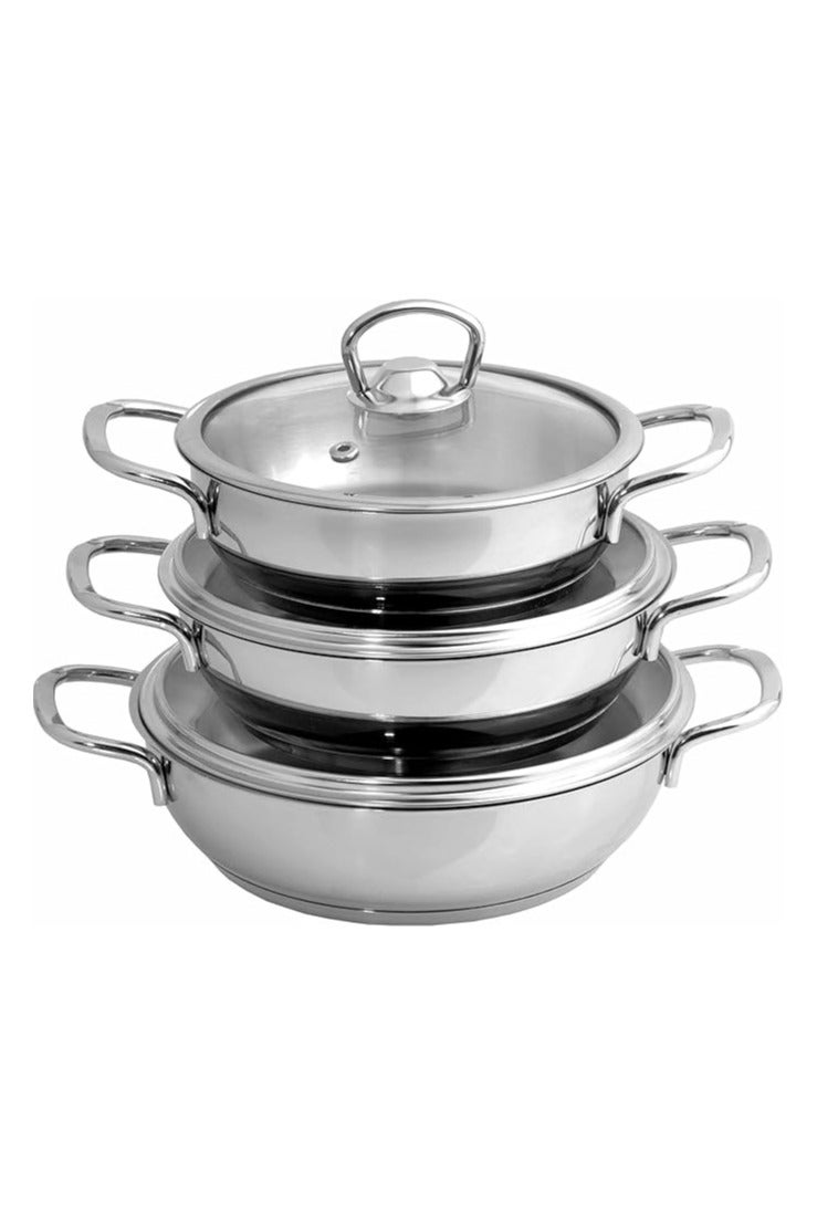 ايست من نون طقم قدور ستانلس ستيل غير لاصق مكون من 6 قطع المقاوم للصدأ - أغطية زجاجية مقاومة للحرارة - Image 2