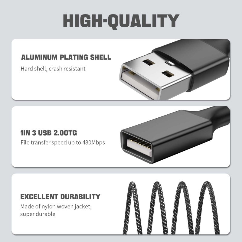 Pastall USB Splitter 1 in 3 Outï¼ˆ11.8in/30cmï¼‰, USB Y Splitterï¼Œ Data & Charger Power Split Adapter for Mac,Xbox One Series X/S,Cell Phone,PS5,Lapt (NOT for Monitor) - Image 5
