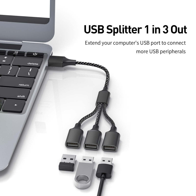 Pastall USB Splitter 1 in 3 Outï¼ˆ11.8in/30cmï¼‰, USB Y Splitterï¼Œ Data & Charger Power Split Adapter for Mac,Xbox One Series X/S,Cell Phone,PS5,Lapt (NOT for Monitor) - Image 3