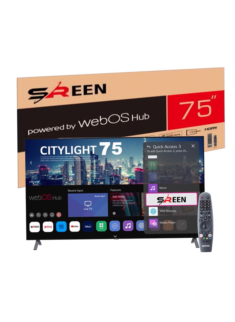 سرين سرين شاشة 75 بوصه , وضوح فائق الجودة LED - 4K سمارت نظام تشغيل ويب أوس مع ريموت ماجيك- بدون اطار  SRET-75S4KW2  - Image 3