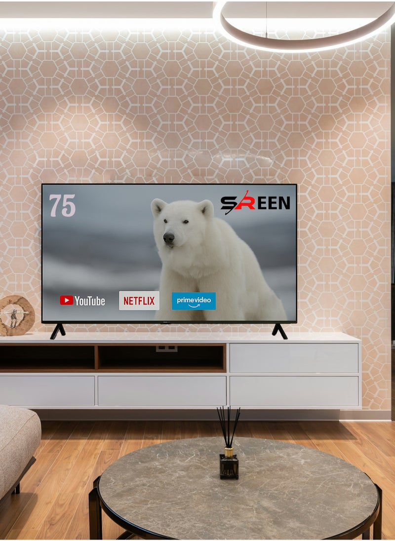 سرين سرين شاشة 75 بوصه , وضوح فائق الجودة LED - 4K سمارت نظام تشغيل ويب أوس مع ريموت ماجيك- بدون اطار  SRET-75S4KW2  - Image 2