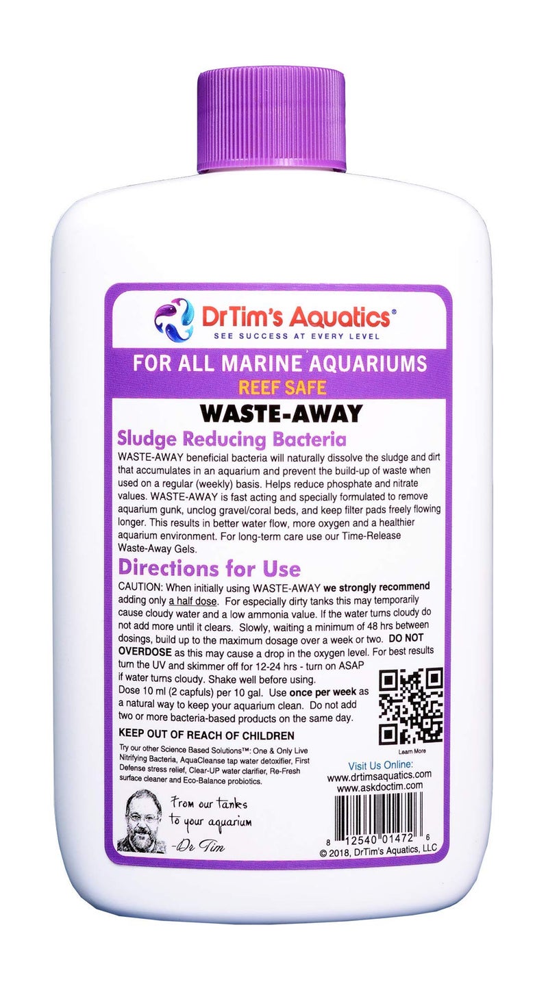 DrTim's Aquatics Reef Waste-Away Sludge Busting Bacteria â€“ For Reef, Nano, Seahorse Aquaria, Fish Tanks, Aquariums â€“ Unclogs, Cleans Gravel Beds, Removes Hidden Wastes â€“ 100% Natural â€“ 8 Oz. (472) - Image 2