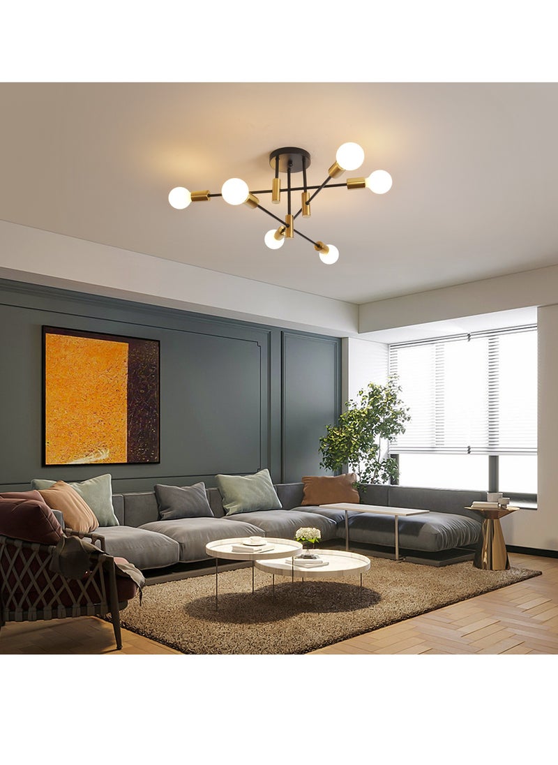 GEADI Mid Century Sputnik Chandelier Modern Ceiling Lighting 6 Lights Adjustable Industrial Mount Pendant Light Fixture For Kitchen Living Dining Room Bedroom Foyer  - Image 5