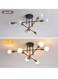 GEADI Mid Century Sputnik Chandelier Modern Ceiling Lighting 6 Lights Adjustable Industrial Mount Pendant Light Fixture For Kitchen Living Dining Room Bedroom Foyer  - Image 3