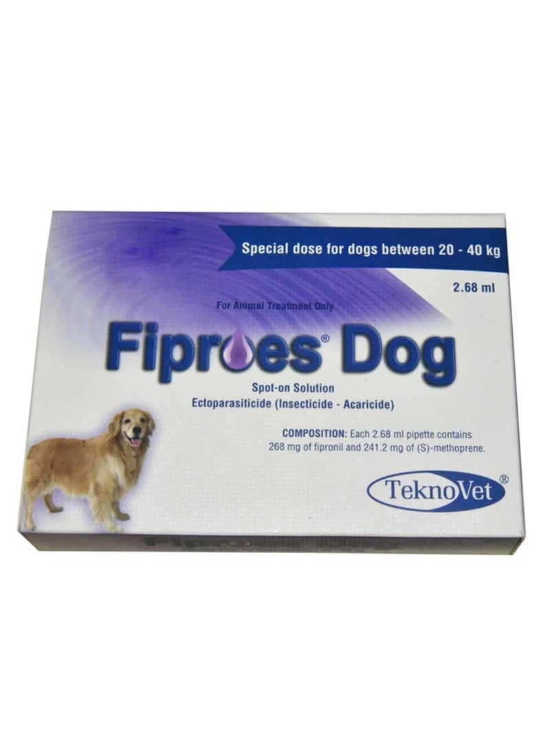 TeknoVet - Teknovet Fiproes Dog 20–40kg – Tick & Flea Control Solution (3 Pipettes) - Image 1