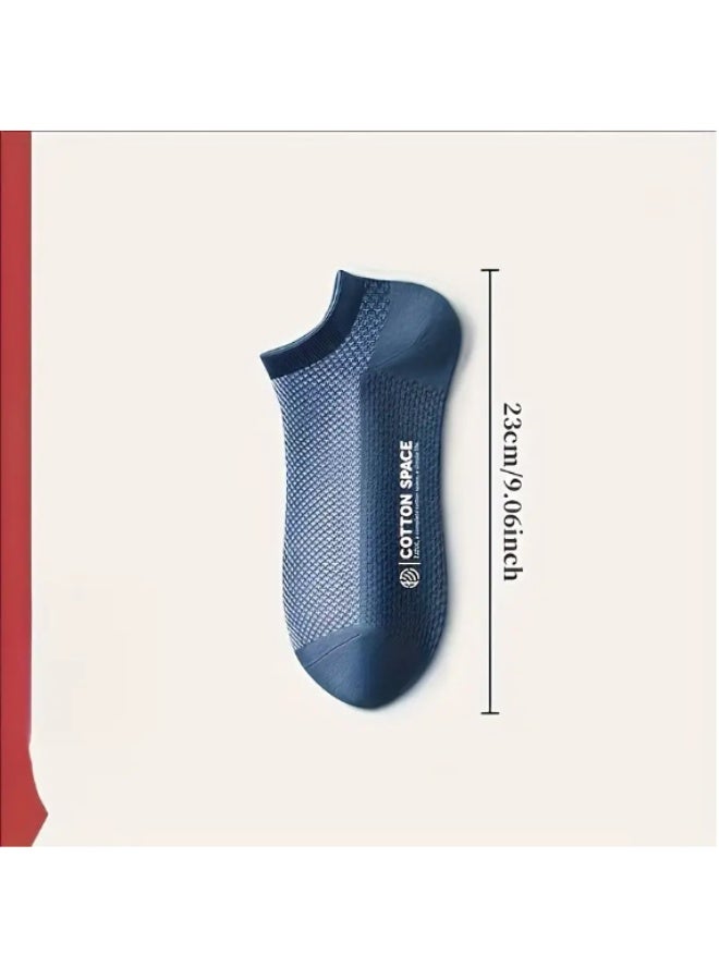5 Pairs Men’s Breathable Mesh Low-Cut Socks – Soft Cotton, Moisture-Wicking, Summer Comfort - Image 4