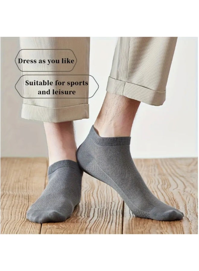 5 Pairs Men’s Breathable Mesh Low-Cut Socks – Soft Cotton, Moisture-Wicking, Summer Comfort - Image 3